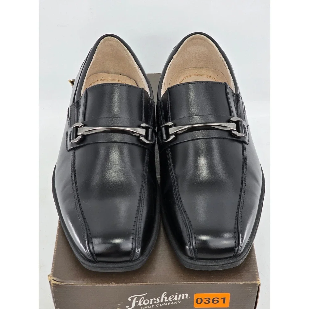 Florsheim Reveal Bit Jr. Loafers Boys 5.5M Black Leather Dress Shoes -New
